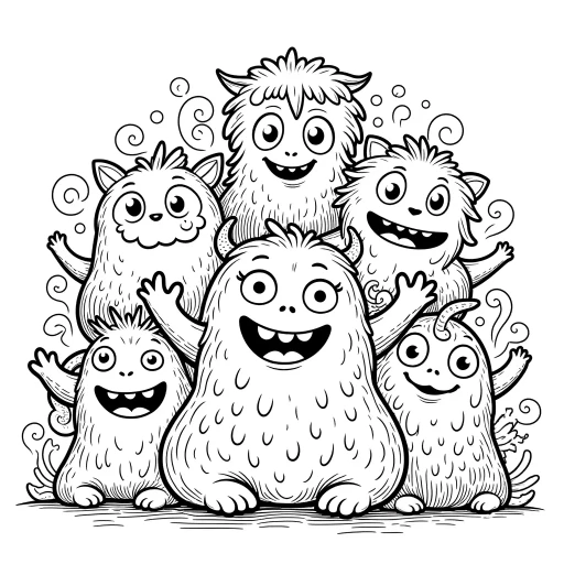 AI-generated kawaii doodle coloring page