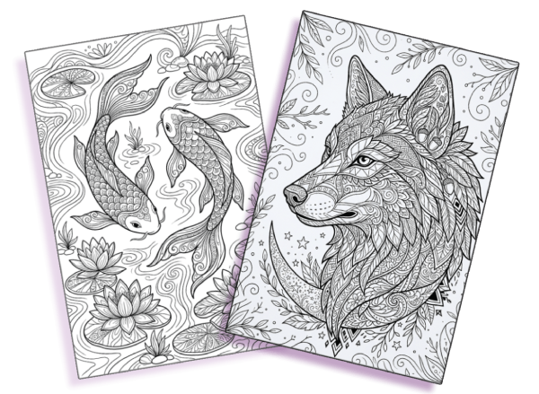 Zentangle art coloring page with intricate patterns created with DoodleAI